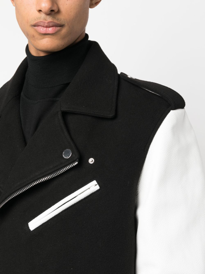 Philipp Plein Leather Biker Jacket In Black