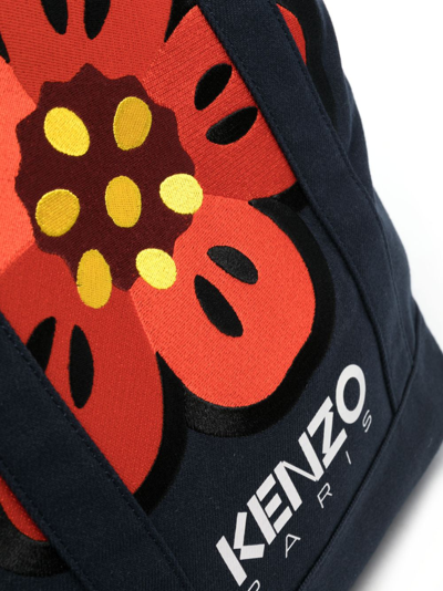 Shop Kenzo Embroidered-flower Tote Bag In Blue