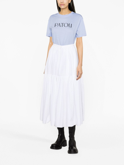 Shop Patou Logo-print Organic Cotton T-shirt In Blue