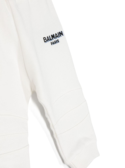 Shop Balmain Logo-print Cotton Track Pants In White