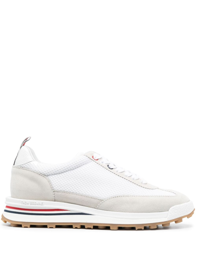 Shop Thom Browne Mesh-panel Low-top Sneakers In White