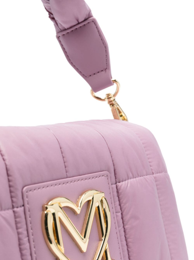 Shop Love Moschino Logo-plaque Padded Crossbody Bag In Purple