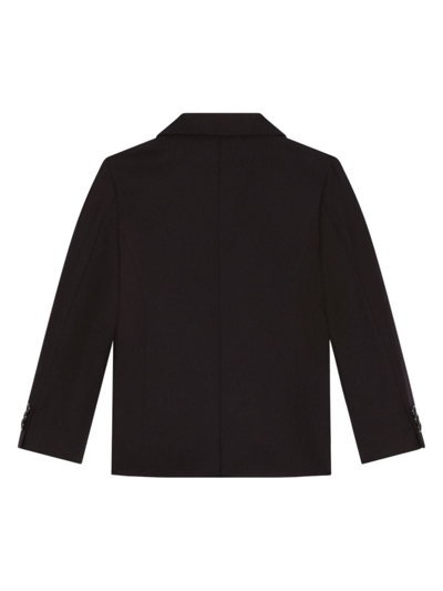 Shop Dolce & Gabbana Crest-embroidered Single-breasted Blazer In Black