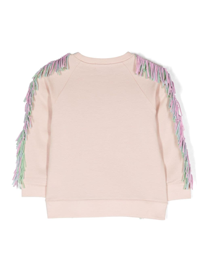Shop Stella Mccartney Star-patch Frayed Sweatshirt In Pink