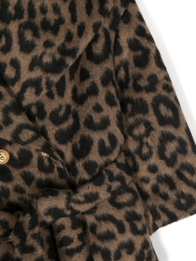 Shop Balmain Leopard-print Faux-fur Coat In Brown