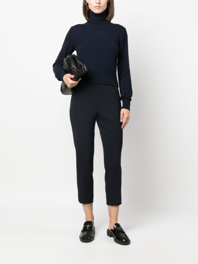 Shop Peserico Cropped Tailored Trousers In Blue