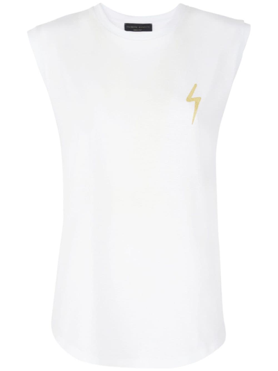 Shop Giuseppe Zanotti Logo-embroidered Sleeveless Cotton Tank Top In White