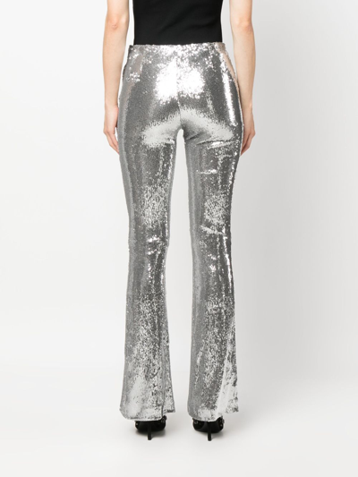 Shop Philosophy Di Lorenzo Serafini High-waisted Flared Sequinned Trousers In Silver