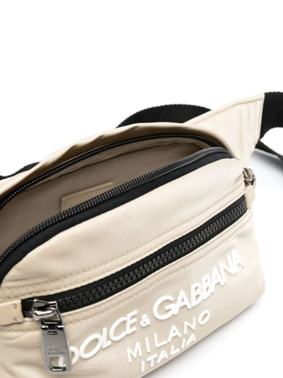 Shop Dolce & Gabbana Logo-print Zipped Belt Bag In Neutrals