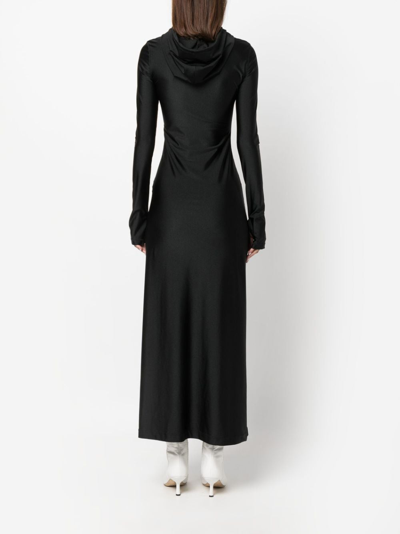 Shop Diesel Logo-patch Hooded Maxi Dress In Black