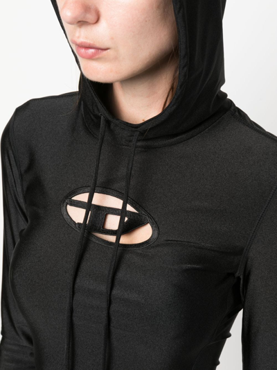 Shop Diesel Logo-patch Hooded Maxi Dress In Black