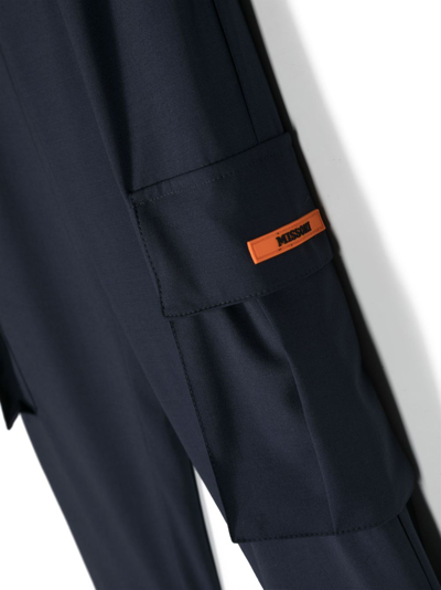 Shop Missoni Logo-patch Cargo Trousers In Blue