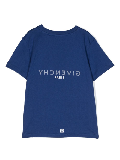 Shop Givenchy Logo-print Cotton T-shirt In Blue