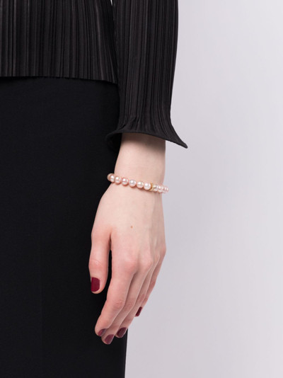 Sydney Evan 14kt Yellow Gold Pearl And Diamond Bracelet In Pink