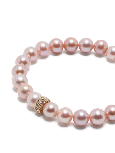 Sydney Evan 14kt Yellow Gold Pearl And Diamond Bracelet In Pink