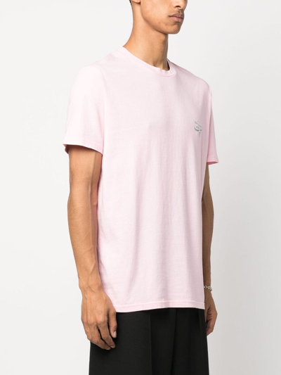 Shop Les Hommes Snake-print Cotton T-shirt In Pink