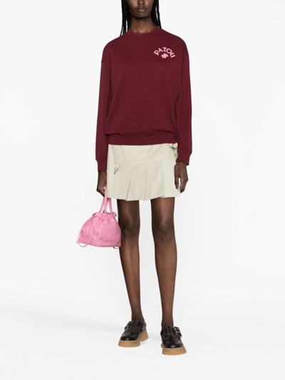 Patou Flocked-logo Organic Cotton Sweatshirt In Red