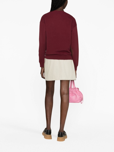 Patou Flocked-logo Organic Cotton Sweatshirt In Red