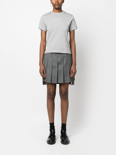 Shop Thom Browne Asymmetric-hem Cotton T-shirt In Grey