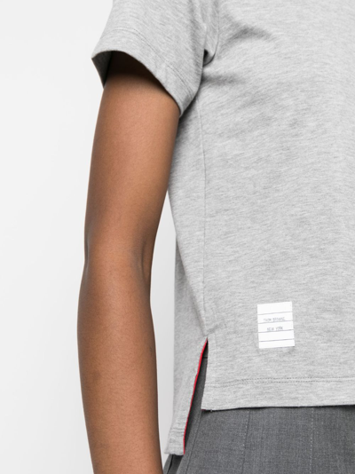 Shop Thom Browne Asymmetric-hem Cotton T-shirt In Grey