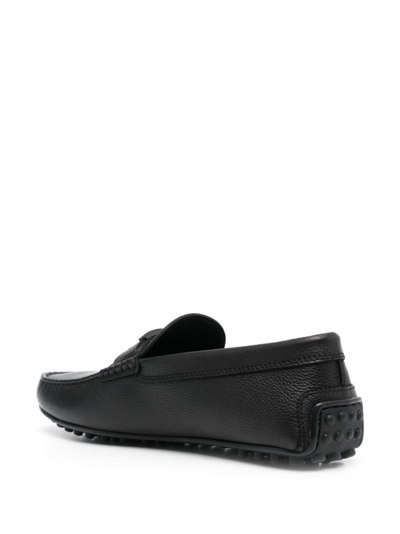 Shop Tod's Logo-plaque Leather Loafers In Black