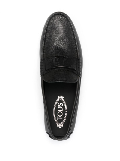 Shop Tod's Logo-plaque Leather Loafers In Black