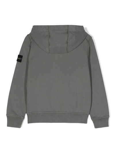 Shop Stone Island Junior Compass-badge Zip-up Hoodie In Grey