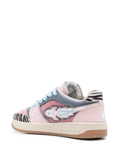 Shop Enterprise Japan Logo-patch Panelled Leather Sneakers In Pink