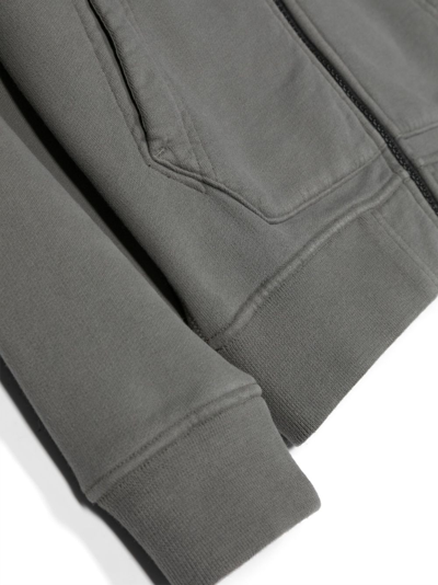 Stone Island Compass-patch Pullover Hoodie In Grey