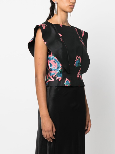 Philosophy Di Lorenzo Serafini Floral-print Sleeveless Top In Black