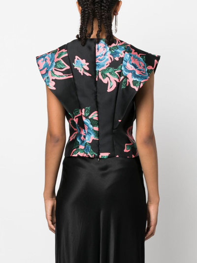 Philosophy Di Lorenzo Serafini Floral-print Sleeveless Top In Black