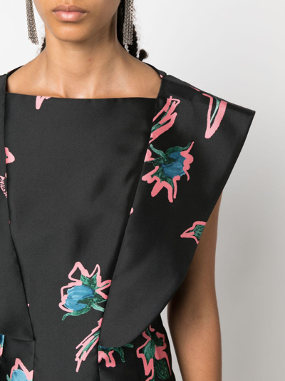 Philosophy Di Lorenzo Serafini Floral-print Sleeveless Top In Black
