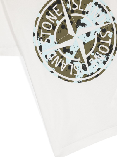 Shop Stone Island Junior Logo-print Cotton T-shirt In White
