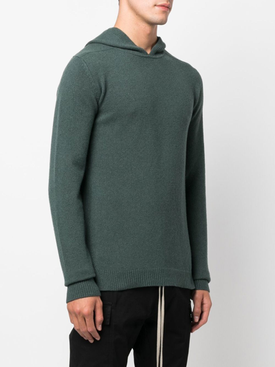 Shop Rick Owens Fine-knit Hooded Jumper In Green