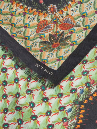 Shop Etro Floral-print Silk Scarf In Green