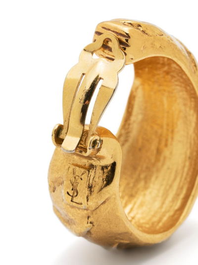Pre-owned Saint Laurent 1980s Large Hoop Clip-on Earrings In Gold