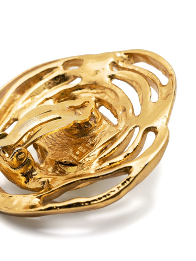 Pre-owned Saint Laurent 大号花卉夹扣式耳环（1980年典藏款） In Gold