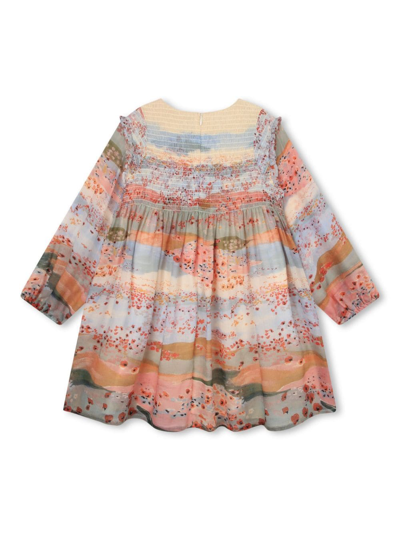 Chloé Graphic-print Ruffle-detailing Dress In Multicolour