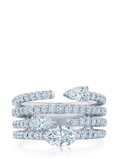 Shop Kwiat 18kt White Gold Duet Diamond Ring In Silver