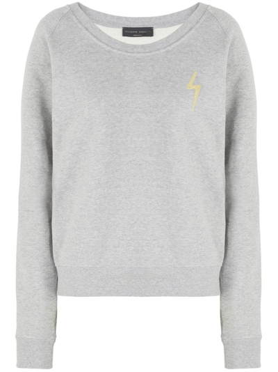 Shop Giuseppe Zanotti Logo-embroidered Cotton Sweatshirt In Grey