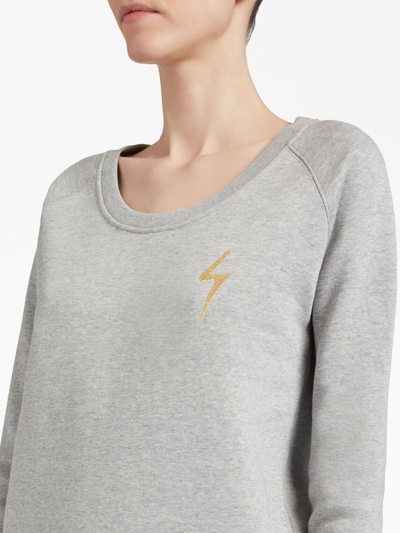 Shop Giuseppe Zanotti Logo-embroidered Cotton Sweatshirt In Grey