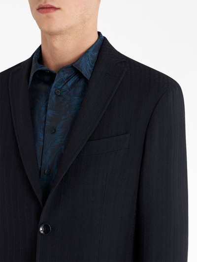 Etro Notched-lapels Virgin Wool-blend Blazer In Black