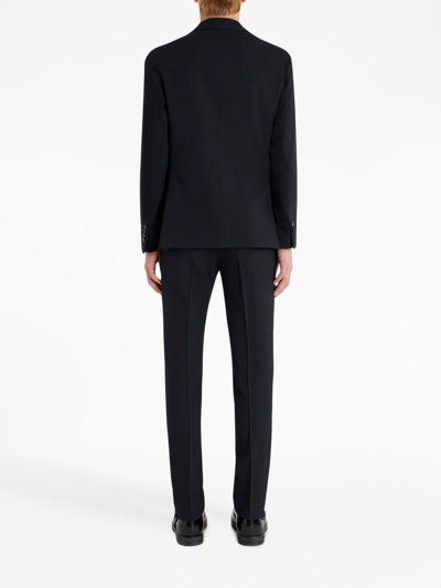 Shop Etro Notched-lapels Virgin Wool-blend Blazer In Black