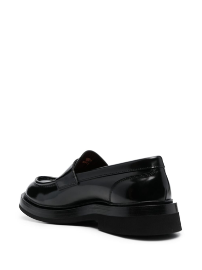 Shop Santoni Patent Leather Penny Loafers In Black