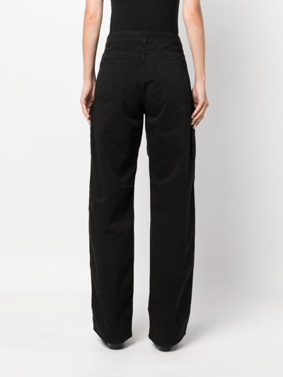 Shop Pinko Straight-leg Cotton Trousers In Black