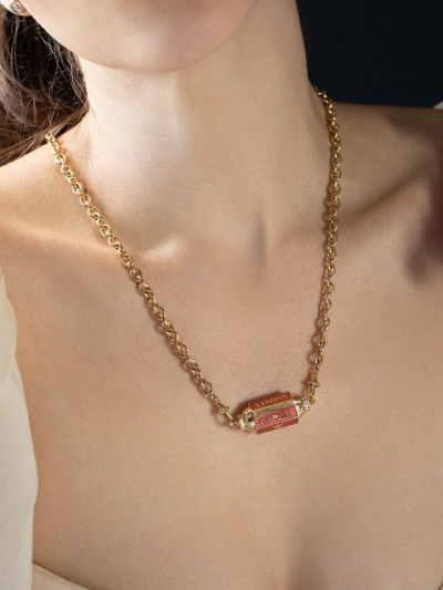 Shop Marie Lichtenberg 18kt Yellow Gold Vivons Hereux Box Locket Diamond Necklace