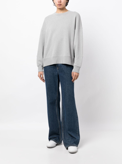 Palm Angels Logo-print Star-patch Cotton Sweatshirt In Grey