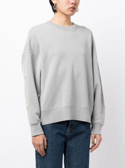 Palm Angels Logo-print Star-patch Cotton Sweatshirt In Grey