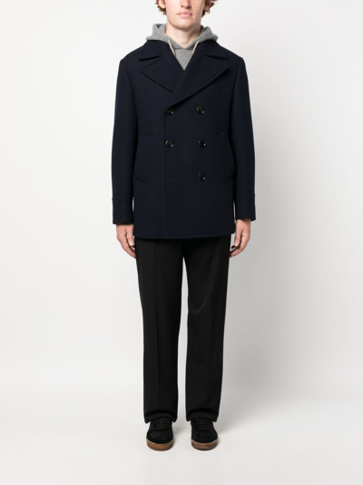 Shop Brunello Cucinelli Double-breasted Coat In Blue