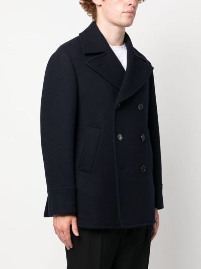 Shop Brunello Cucinelli Double-breasted Coat In Blue